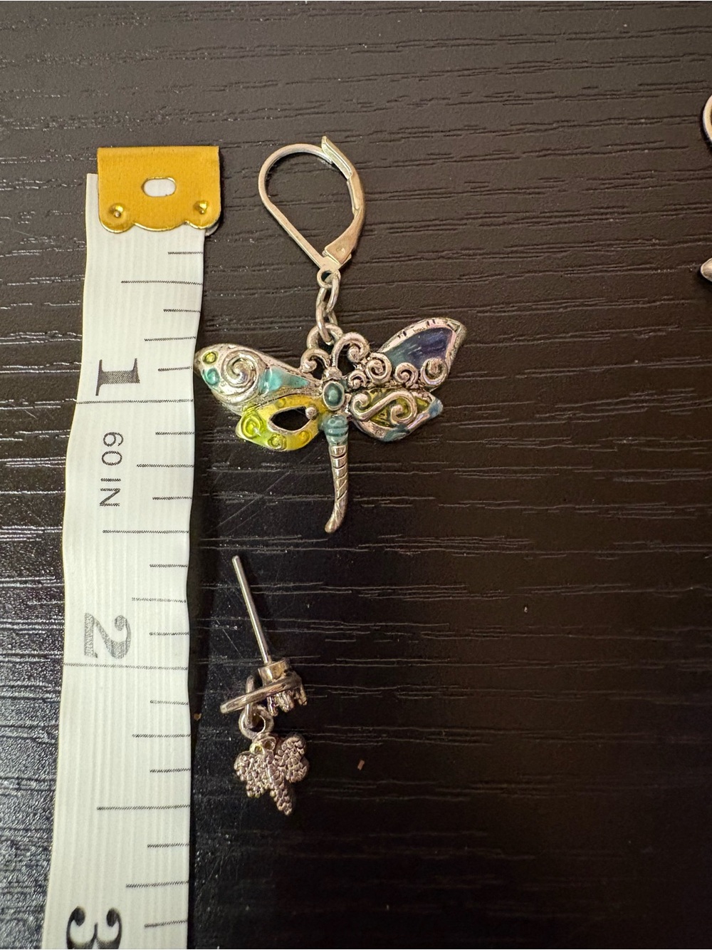 Silver Tone Enamel Dragonfly Dangle Earrings & Butterfly Stud Earrings Lot - Picture 5 of 6